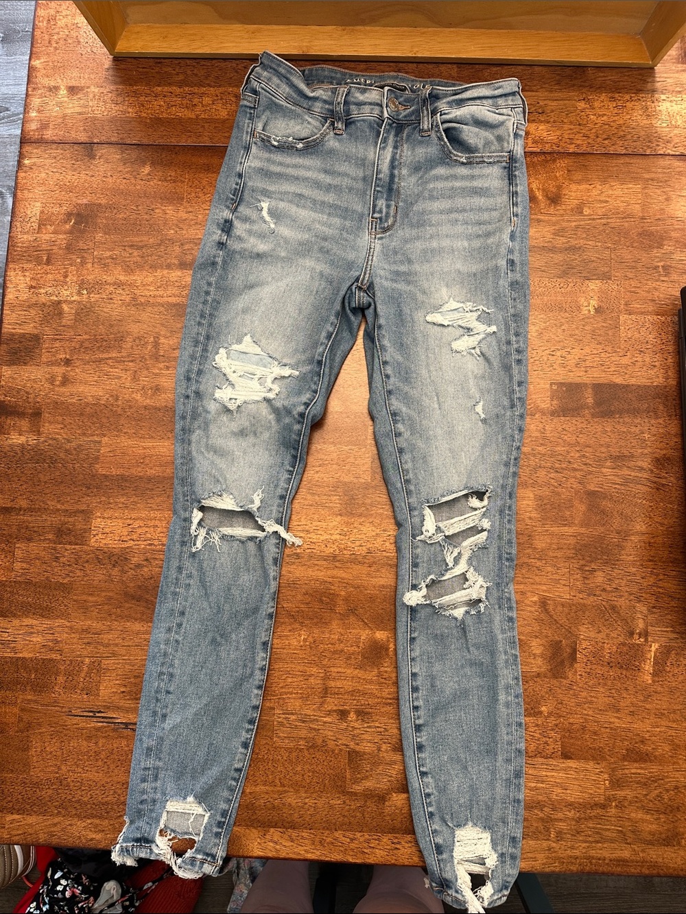 American Eagle Light Wash Distressed Next Level Distressed Denim Jeans